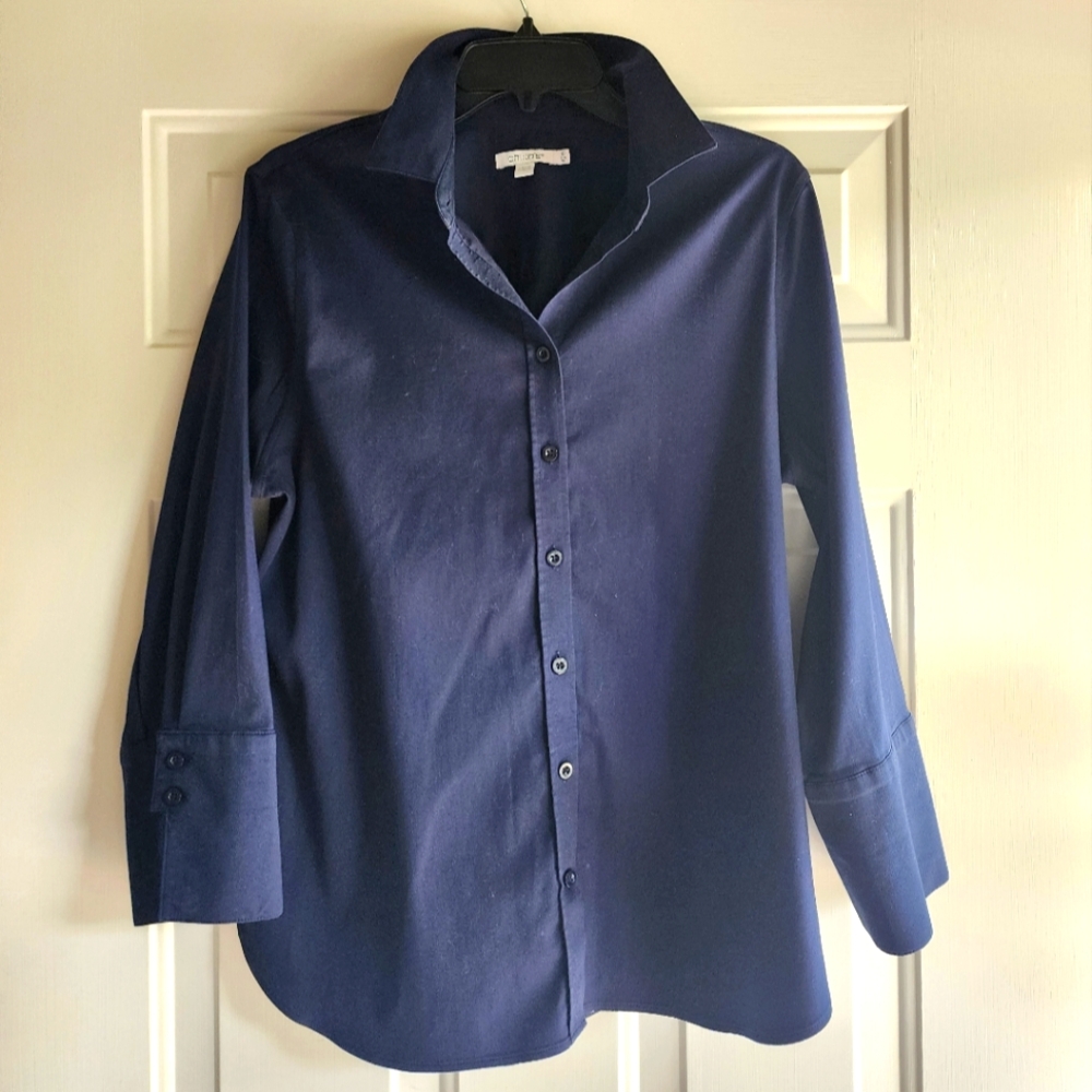 Chico's No-Iron Stretch Tunic, 3/4 Sleeve, Navy - Like New, Excellent Condition!